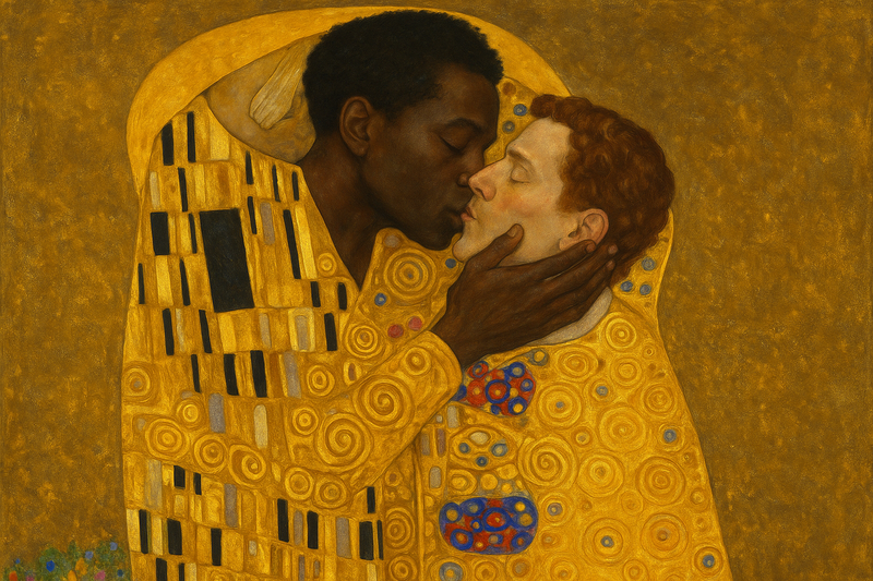 Datei:Rassistische Kunstgeschichte 2234 Interkultureller Kuss in Gold simple compose 01jz3v2pe9ex5ry4rnvbyzryq3.png