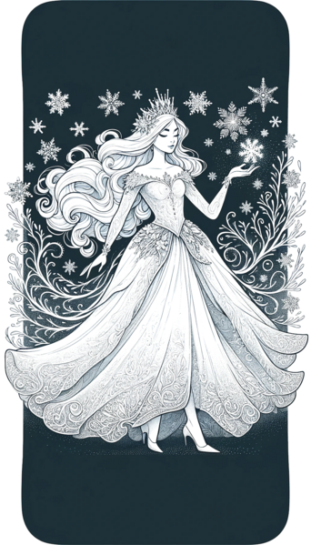 Datei:Eiskönigin - A reimagined illustration of the Snow Queen for a children's book.png