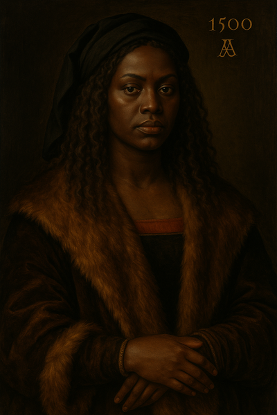 Datei:Rassistische Kunstgeschichte 2154 Schwarze Frau im Pelzrock simple compose 01jz3rs20ffzp8z7tfdfbkev9q.png