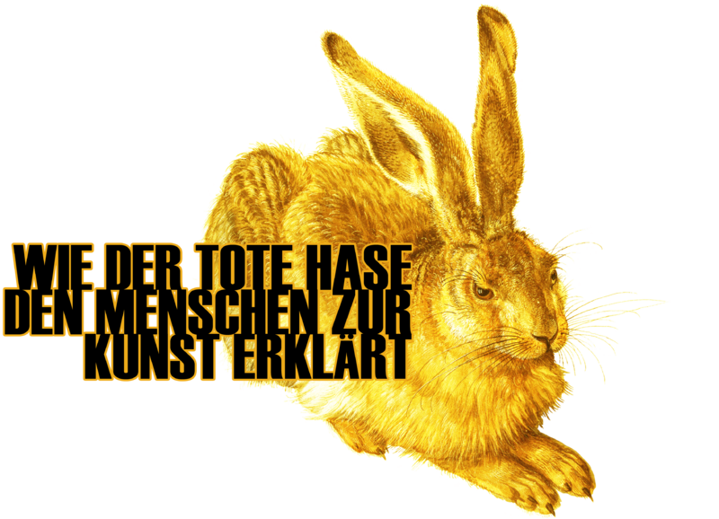 Datei:Wie der tote Hase den Menschen zur Kunst erklärt - LOGO - Goldener Dürer-Hase - Joseph Beuys - Ottmar Hörl .png