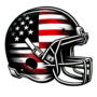 Vorschaubild für Datei:American Football USA Flag12 17.09.02 - A stylized American football helmet in street-art stencil technique, inspired by a famous street artist. The helmet is decorated with the flag of the.png